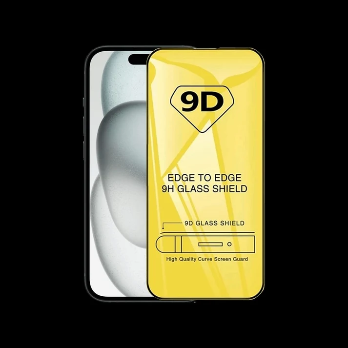 9D Full Cover 9H Premium Tempered Glass for iPhone 13 / 13 Pro / 14 / 16e / 17e – Black - Image 3