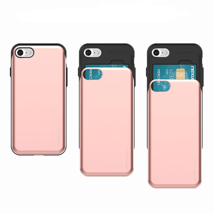 Mercury Sky Slider Bumper Card Slot Phone Case for iPhone 14 Pro Max – Rose Gold