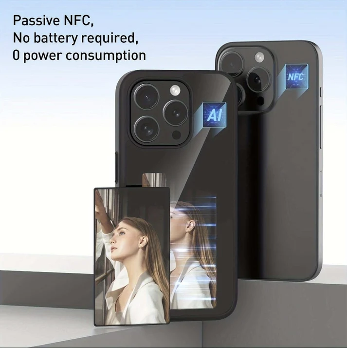 NFC Function DIY 4 Color E-Ink Screen Phone Case for iPhone 16 Pro – Gold - Image 3
